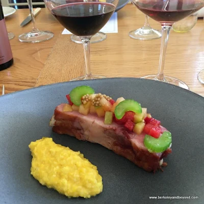 pork chop at Chef's Table experience at Long Meadow Ranch in St. Helena, California