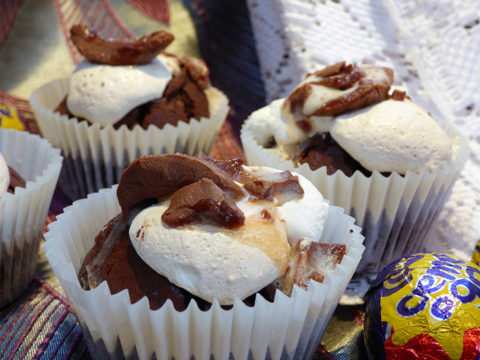 Chez Maximka Mini s'more brownie cupcakes with Creme Eggs