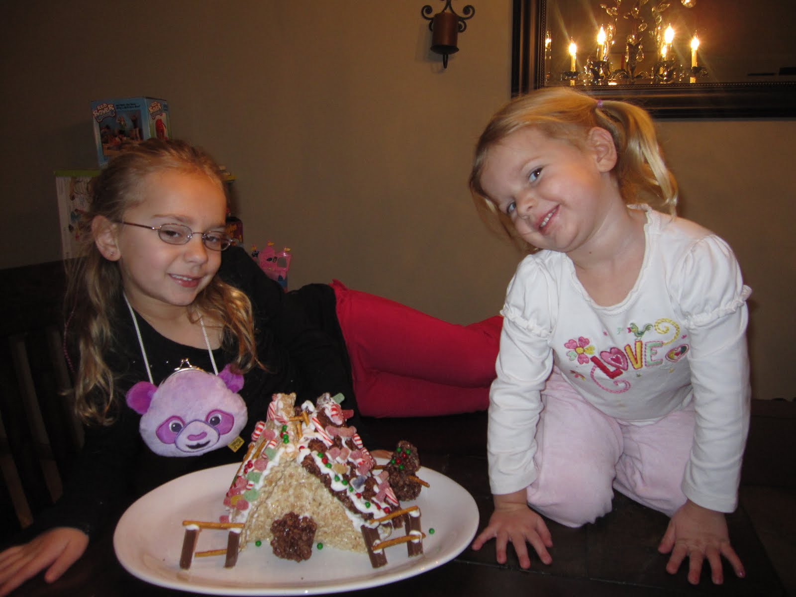 two daughters, one son: Gingerbread house