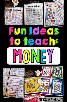 A ton of hands on money activities for first grade kids or second grade students for teaching counting coins including identifying coins