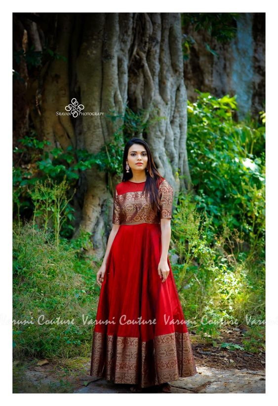 Ahalyaa Maxi Dresses : Buy Ahalyaa Women Maroon Crepe Georgette Printed Saree  Dress With Printed Pallu Online | Nykaa Fashion