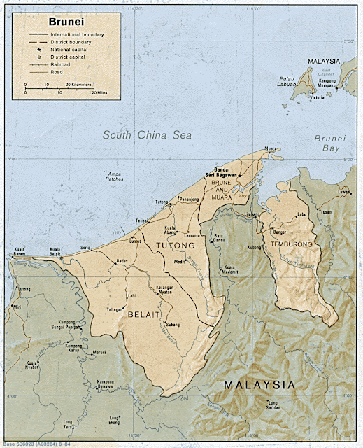 Brunei Map Regional Political