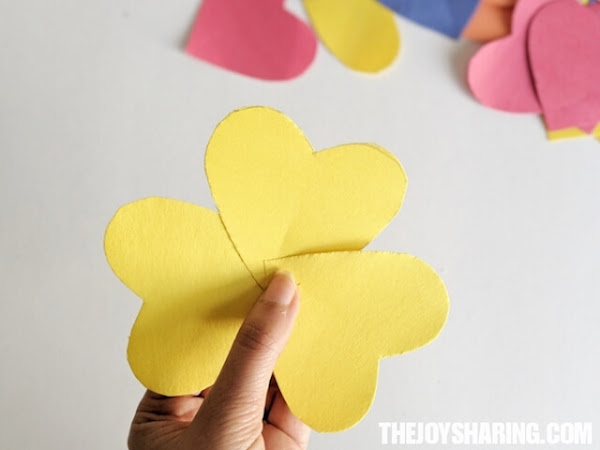 Heart shapes petals of flower craft for kids