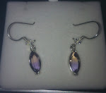 TEAR DROP EARRINGS MULTI-FACETED AMETRINE SEMI-PRECIOUS STONE (UNIQUE QUARTZ)