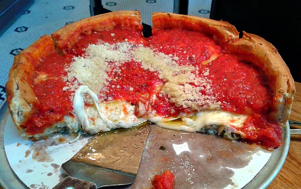 Chicago-style deep-dish pizza