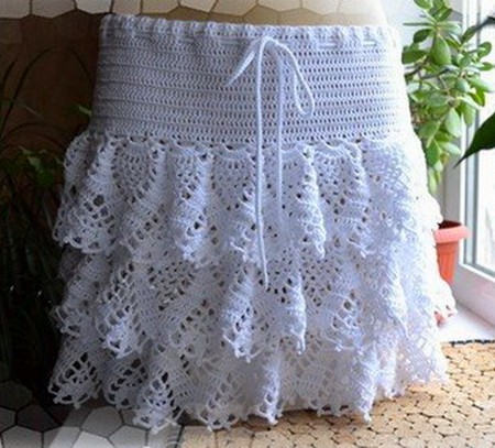 ❤ ✿ Mi Rincón del Tejido ✿ Falda tejida en capas con vuelos en crochet
