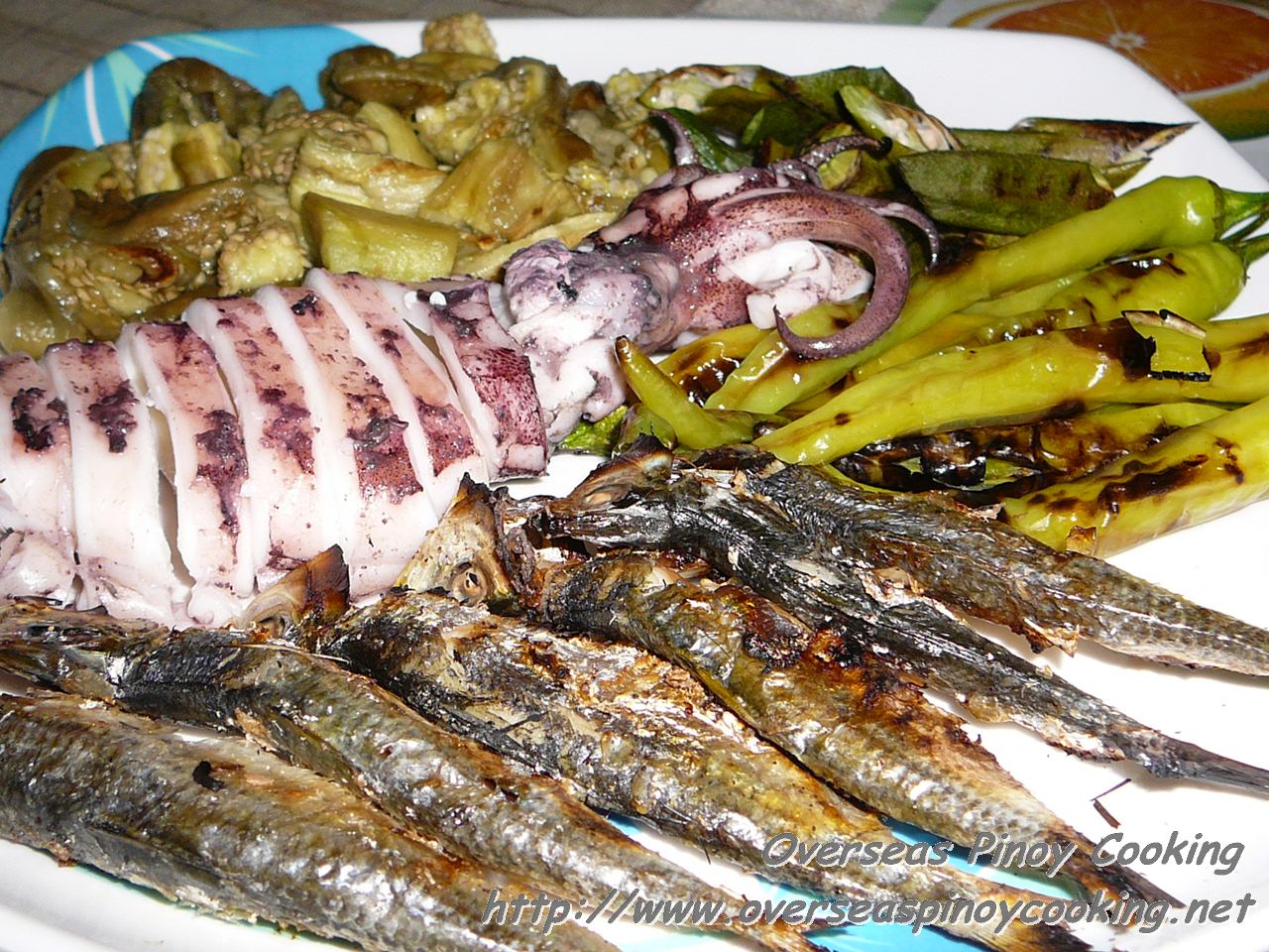 Inihaw na Tawilis, Pusit, Talong, Okra at Sili