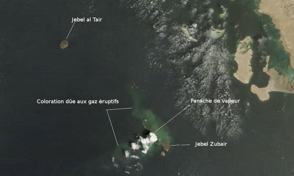 Eruption sous-marine du volcan Jebel Zubair, 29 septembre 2013