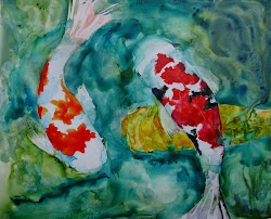 koi pond watercolor yupo painting arlene