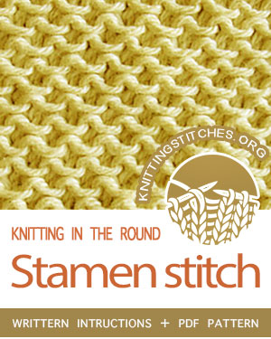 Circular Knitting - Written instructions for Stamen slip-stitch in the round. #knit #CircularKnitting #knittingintheround