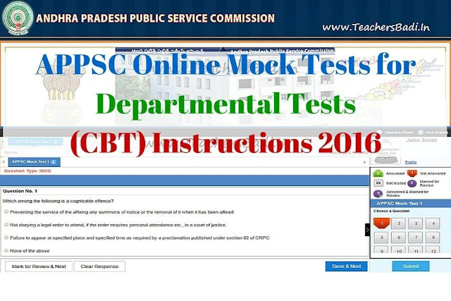 APPSC Online Mock Tests for Departmental Tests(Computer Based Test) Instructions 2016 APPSC,Online Mock Tests,Departmental Tests(Computer Based Test),Instructions 2016