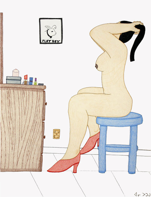 Annie Pootoogook, “Woman at Her Mirror (Playboy Pose)”, 2003 © Annie Pootoogook