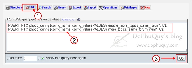 lệnh SQL khi cài đặt MOD (phpBB3)