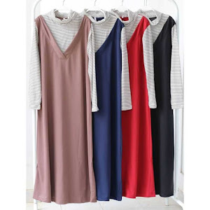 Tunik Long Donna Turtleneck Lengan Salur