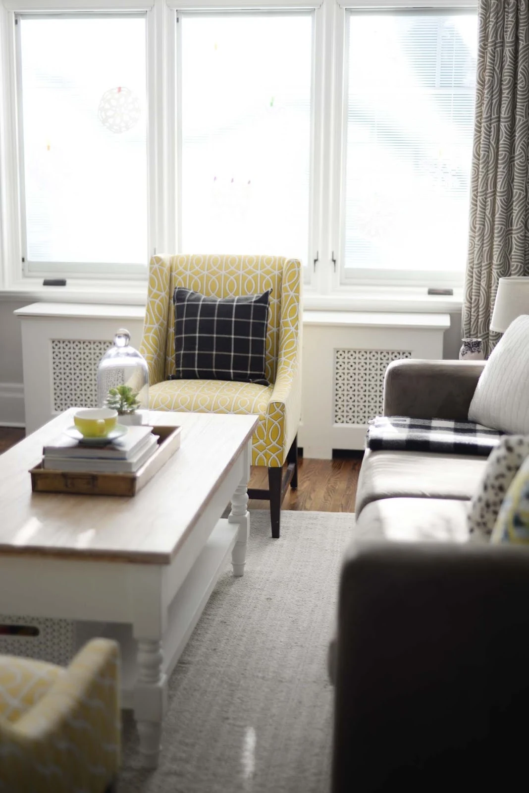 Wayfair Winter Refresh | Living room windows | Dwell Studio Gate chair | RamblingRenovators.ca