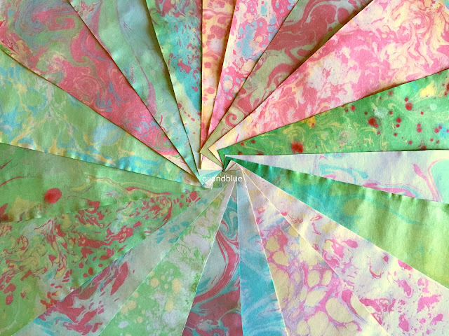 Paper Marbling with flour- no toxic chemicals or hard-to-find items, just craft paint, flour, and water!  from oil and blue blogl