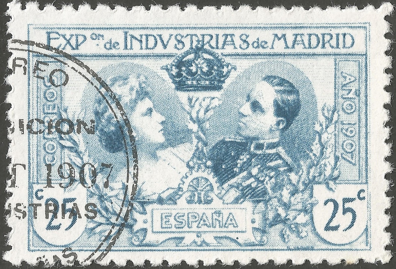 Stamps Stamp Spain (1907) Industry Exhibition Madrid 25c