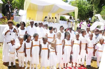 Photos of a Ugandan billionaire businessman's over 30 children at his funeral leaves people in shock