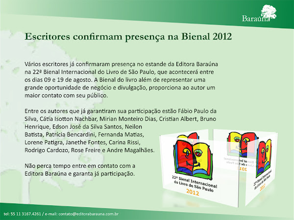 Editora Baraúna confirma escritores para a Bienal 2012