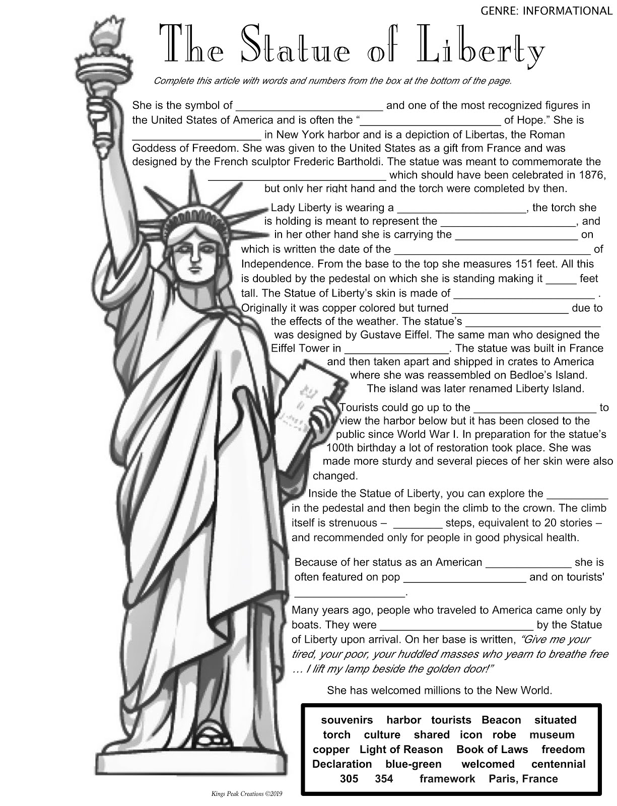 Reading With A Purpose The Statue of Liberty