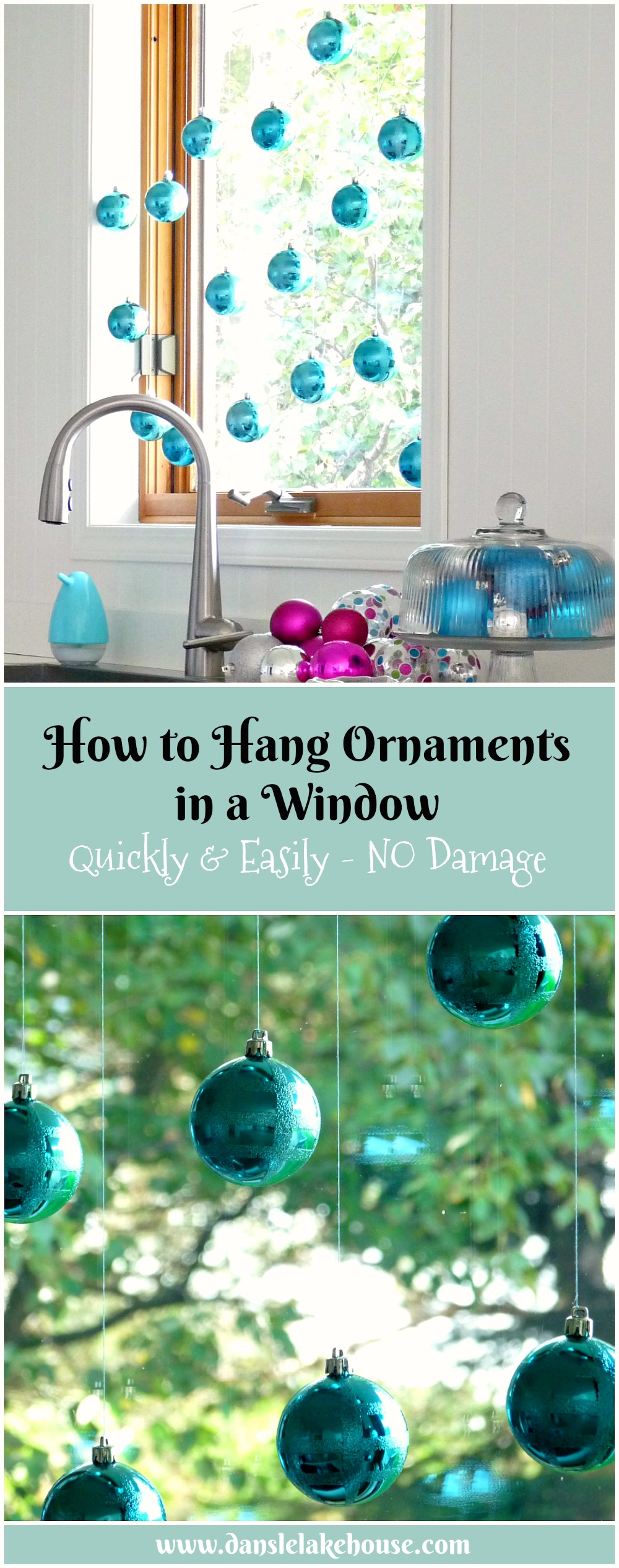 How to Hang Christmas Ornaments in a Window  NO Damage  Dans le Lakehouse