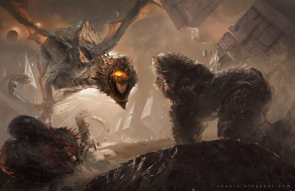 Monstros, criaturas e guerreiros nas ilustrações de fantasia e ficção de Chun Lo Chun Lo artstation deviantart arte ilustrações fantasia ficção científica terror monstros dragões criaturas