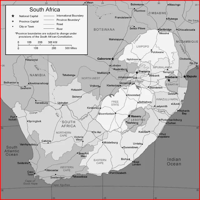 image: Black and white South Africa Map