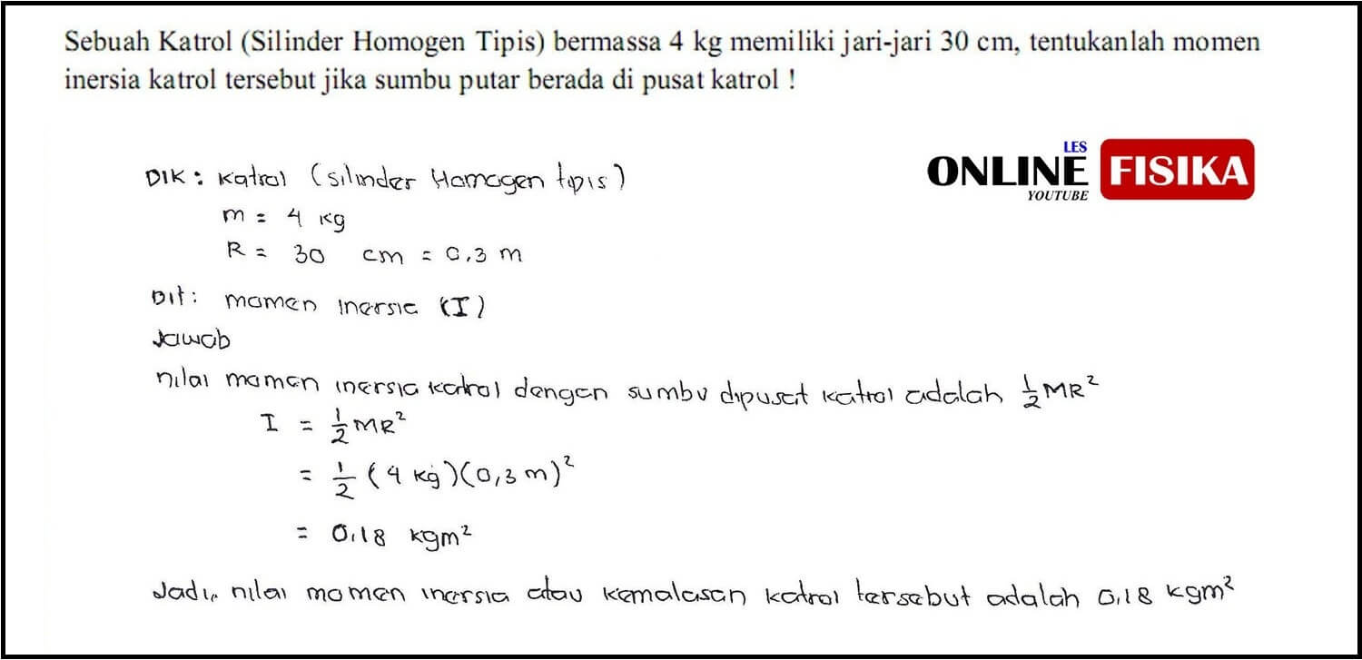 Contoh Soal Momen Inersia pada benda Umum Dinamika