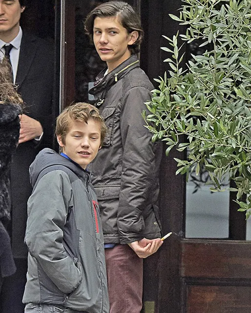 Prince Joachim of Denmark and his sons Prince Nikolai and Prince Felix were seen at "Cafe Victor" in downtown of Copenhagen