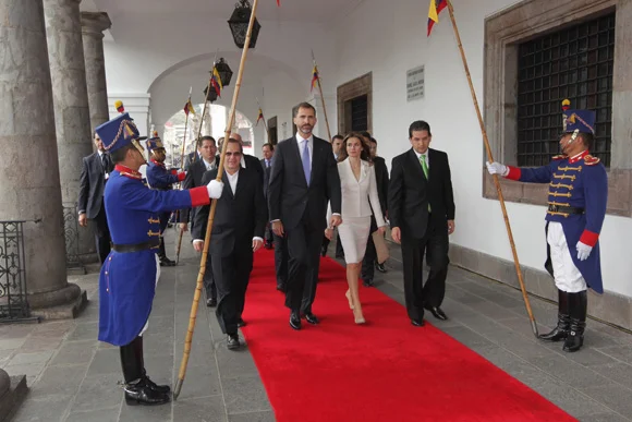 Princess Letizia Ortiz, Prince Felipe and Ecuadorian President Rafael Correa