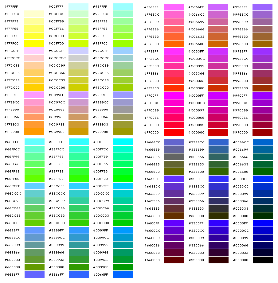 HTML All Colors Codes Color Library Everything About