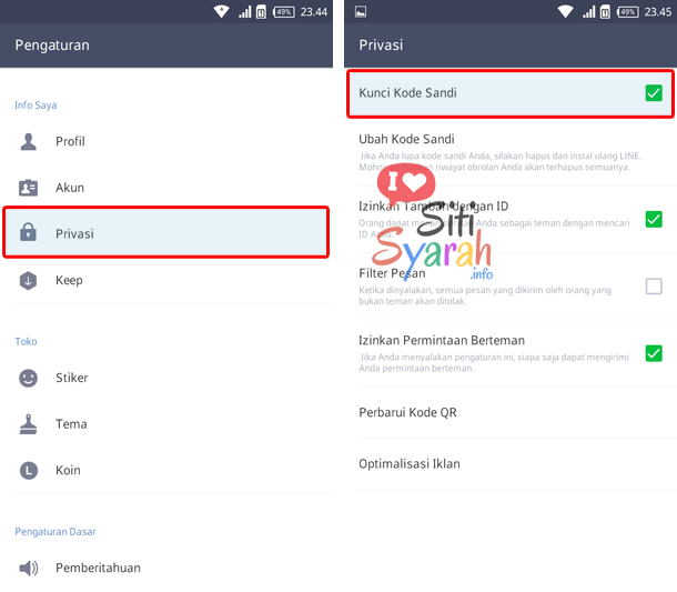 cara mengunci aplikasi line di android