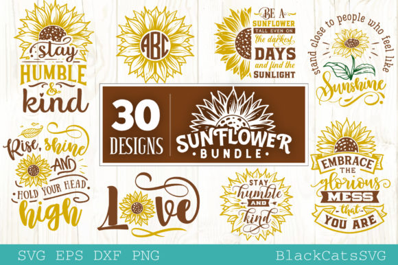 Download Free Sunflower Bundle 30 Designs PSD Mockup Template