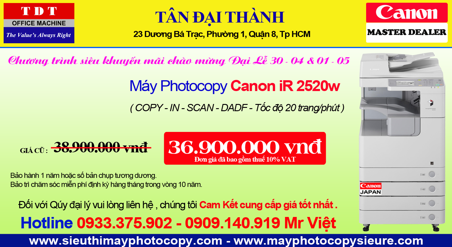 Máy Photocopy Canon iR 2520w - Mr Việt 0933.375.902