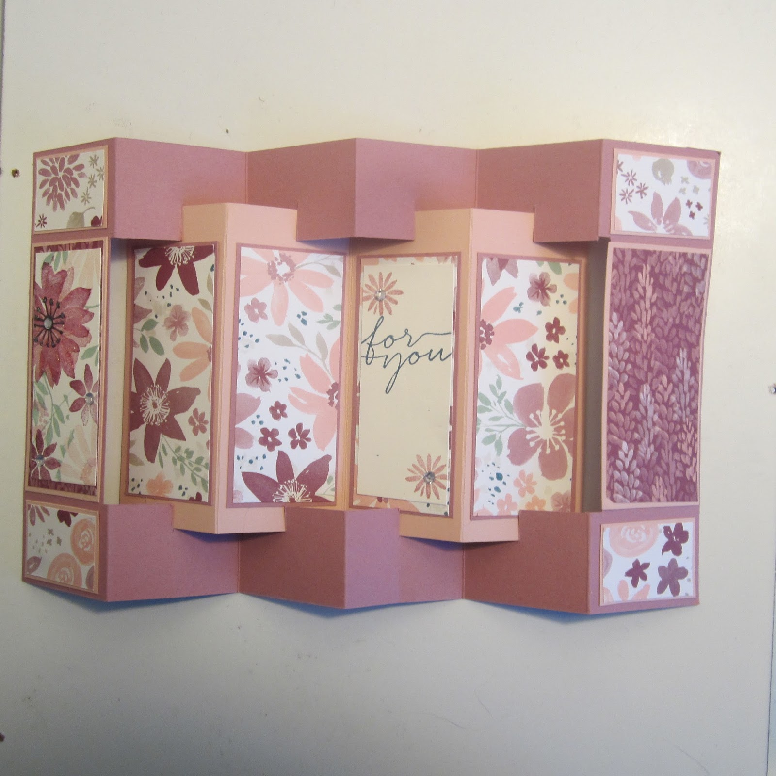 Crafty Maria's Stamping World Concertina Card Using Blooms & Wishes
