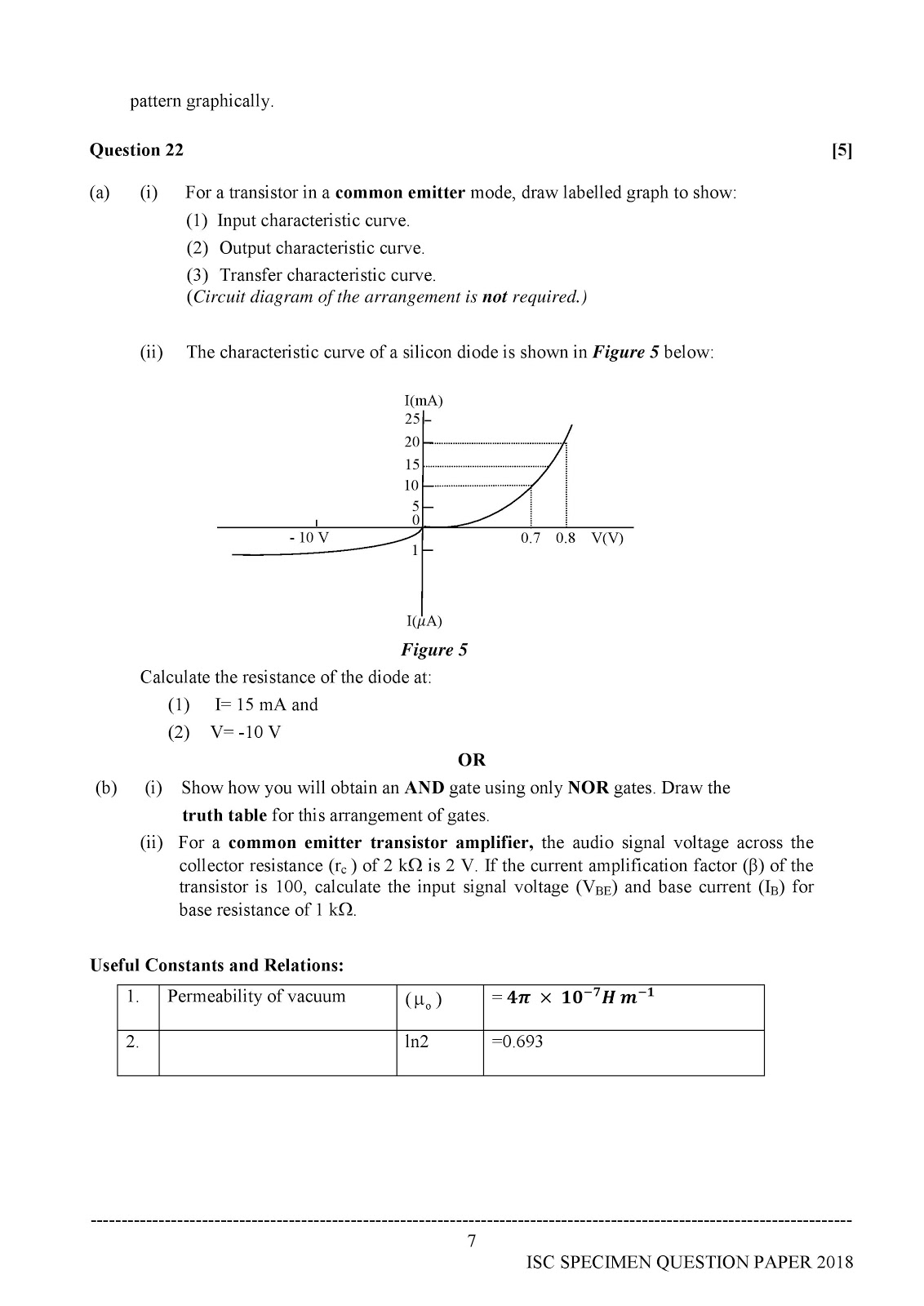 isc 2018 class XII Physics (Theory) paper-1 specimen question paper isc 2018 class 12th Physics (Theory) Sample paper