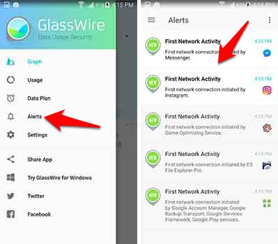 تطبيق GlassWire لمراقبة كمية استهلاك الانترنت التى يستهلكها كل تطبيق | بحرية درويد