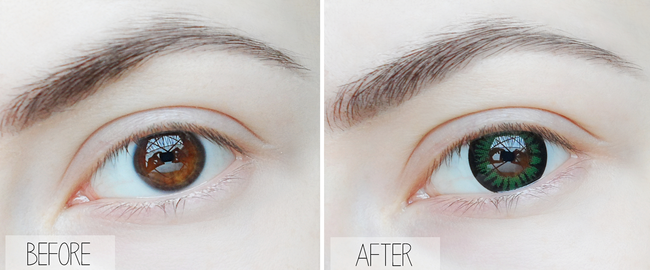blogger review green circle lenses by klenspop, the before and after pcitures and demonstration, チュートリアルで目を拡大するアニメの目の外観, увеличивающие лизы дя глаз отзывы, фото до и после блог