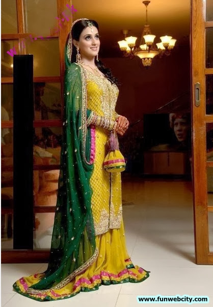 New Pakistani Indian Mehndi Dresses 2012 2013