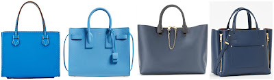 Three of these blue tote handbags are from designers for thousands and one is from Ann Taylor on sale for $90. Can you guess which one is the more affordable bag? Click the links below to see if you are correct! Three of these blue tote handbags are from designers for thousands and one is from Ann Taylor on sale for $90. Can you guess which one is the more affordable bag? Click the links below to see if you are correct!