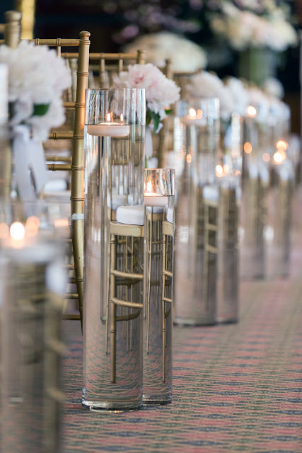 Candle lit wedding aisle