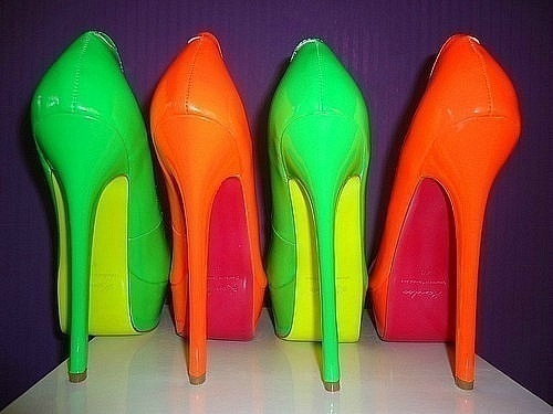 neon colored pumps