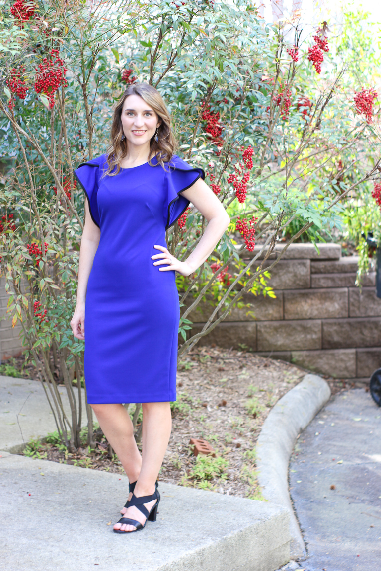 calvin klein royal blue sheath dress