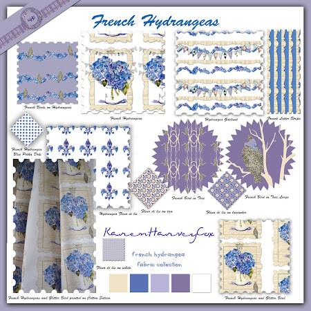 French Hydrangeas fabric collection