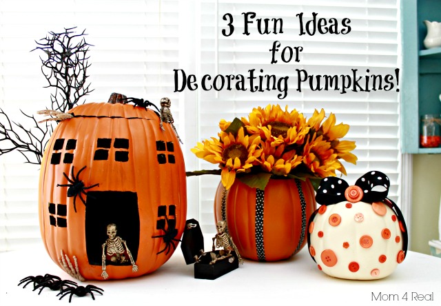 Foam pumpkins are great for DIY fall crafts because they last year after year. Jessica over at Mom 4 Real shares some foam pumpkin decorating tips