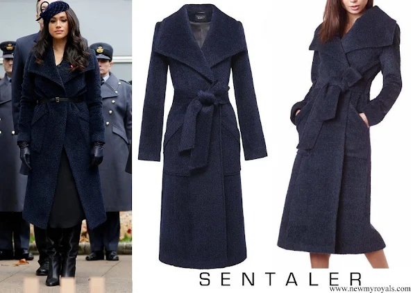 Meghan Markle wore Sentaler long wide collar wrap coat