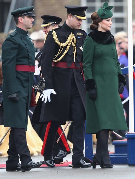 Kate Middleton wore green Catherine Walker coatTod's Suede Pumps and KIKI McDonough Green Tourmaline and Green Amethyst Oval Drop Earrings