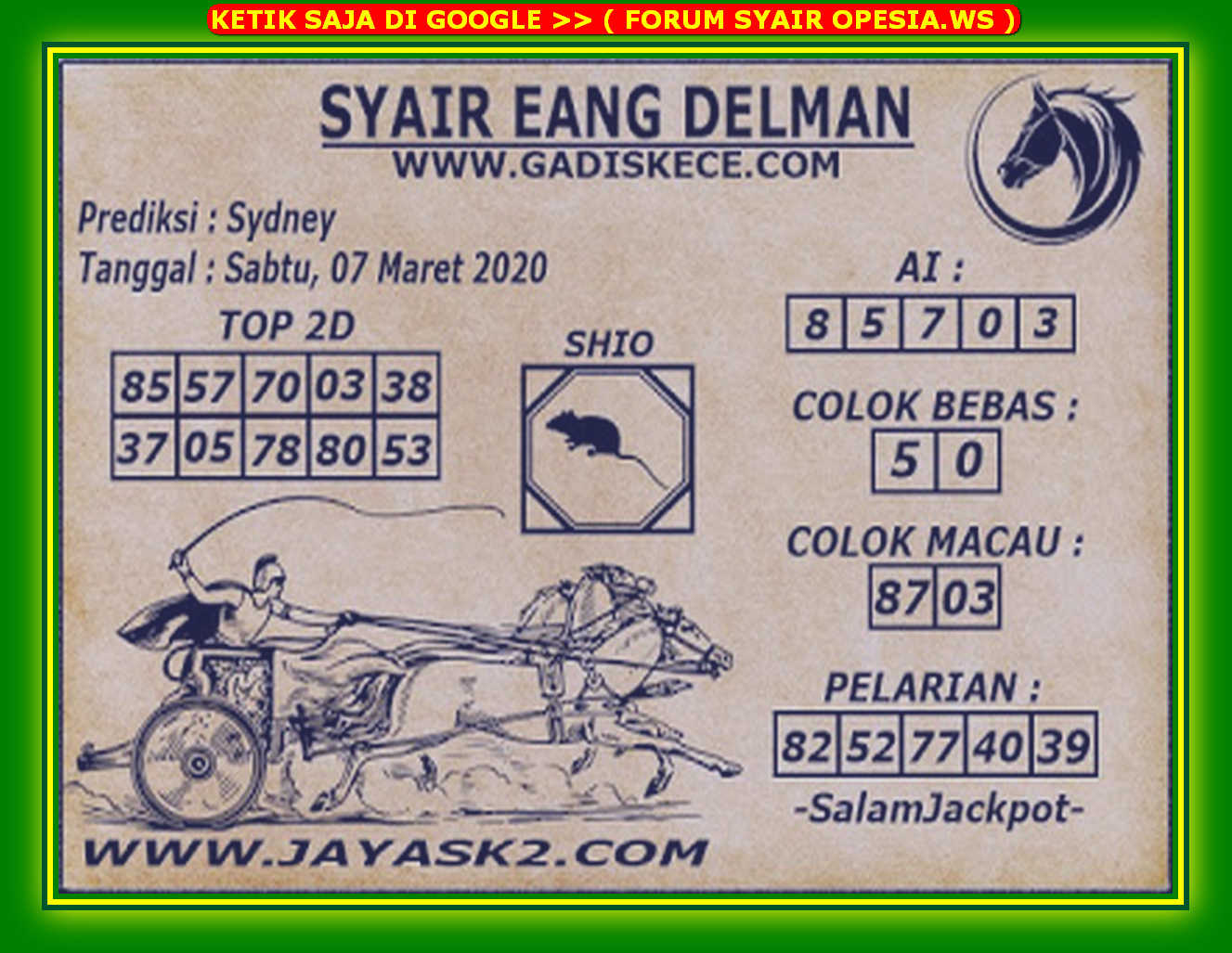 1 New Message Kode Syair Sydney 7 Maret 2020 Forum Syair Togel Hongkong Singapura Sydney