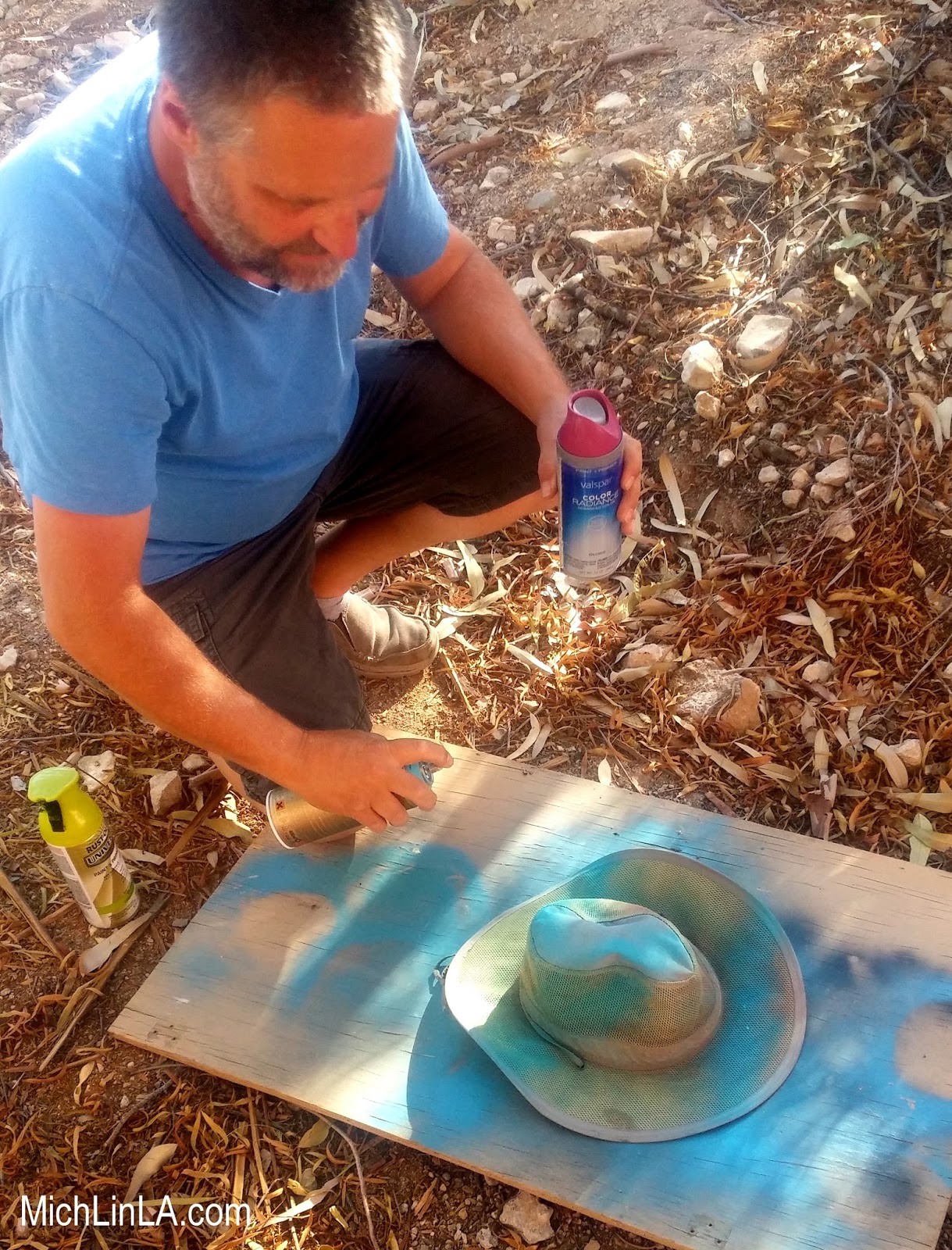Mich L. in L.A. Colorful Spray Paint Sun Hats!