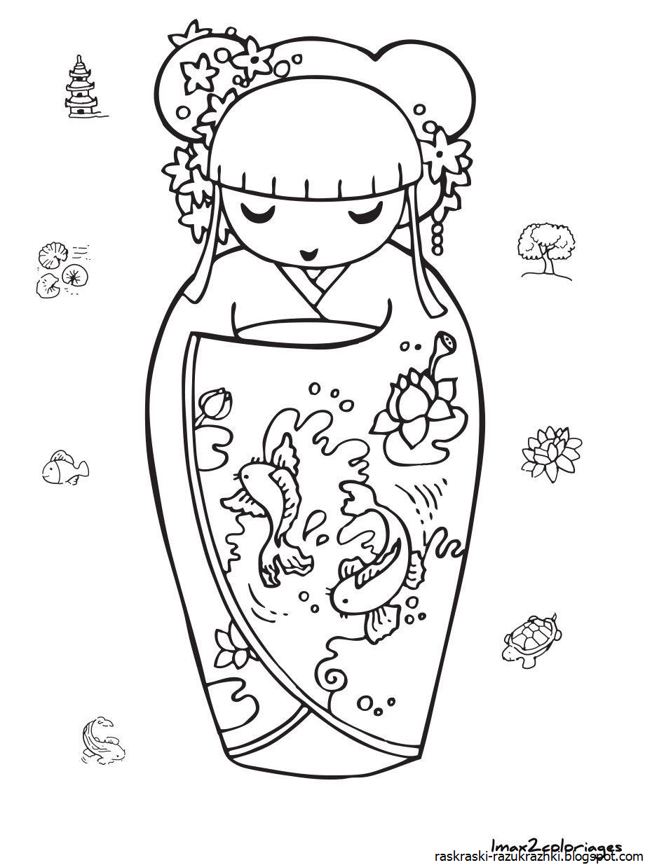 Матрешка рисунок для раскрашивания